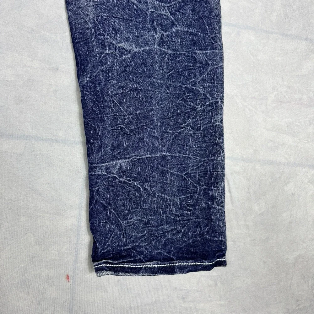 True Luck Mens Straight Leg‎ Jeans Blue Faded Denim Whisker 5-Pocket Size 30/30